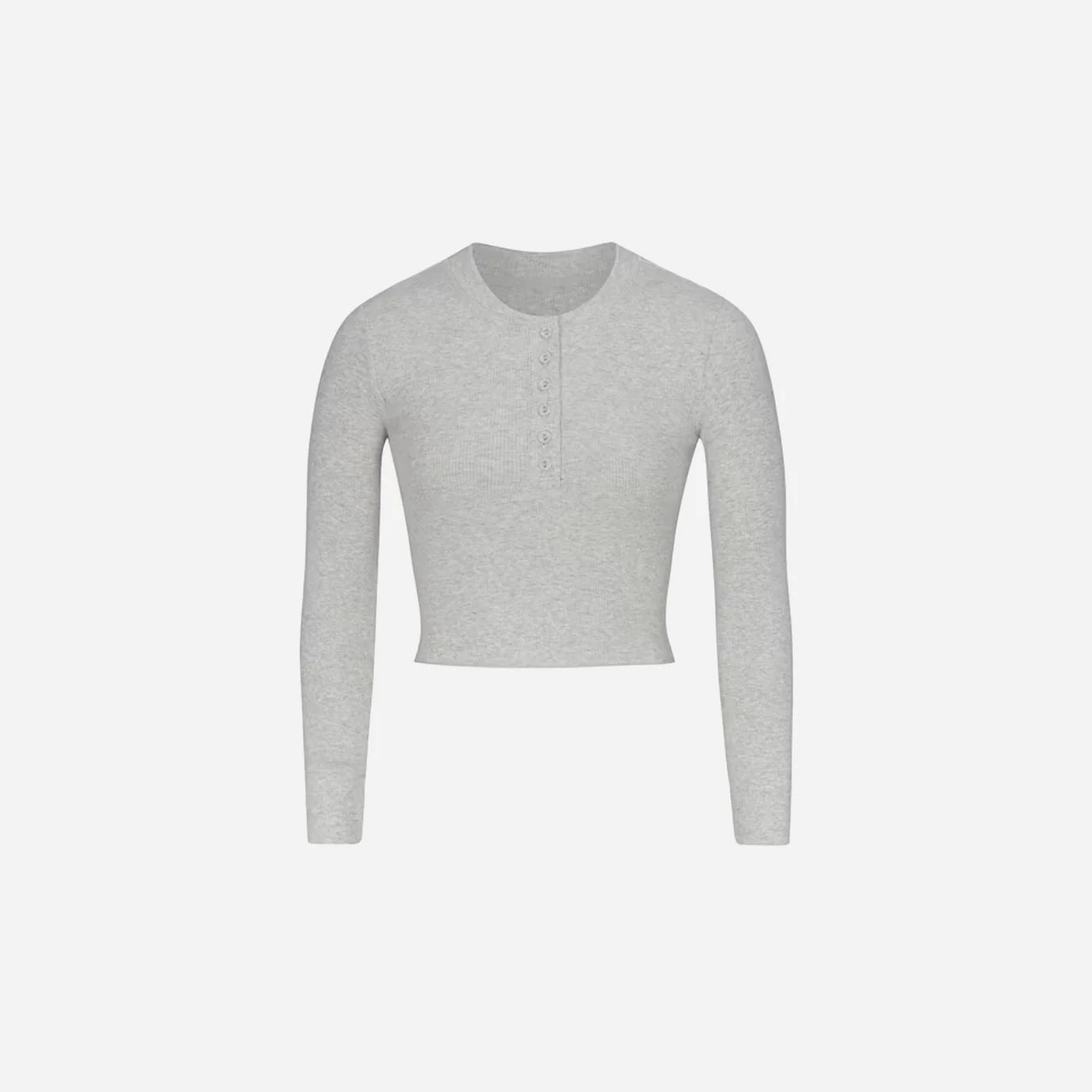 Skims Long Sleeve Crop Henley Cotton Rib