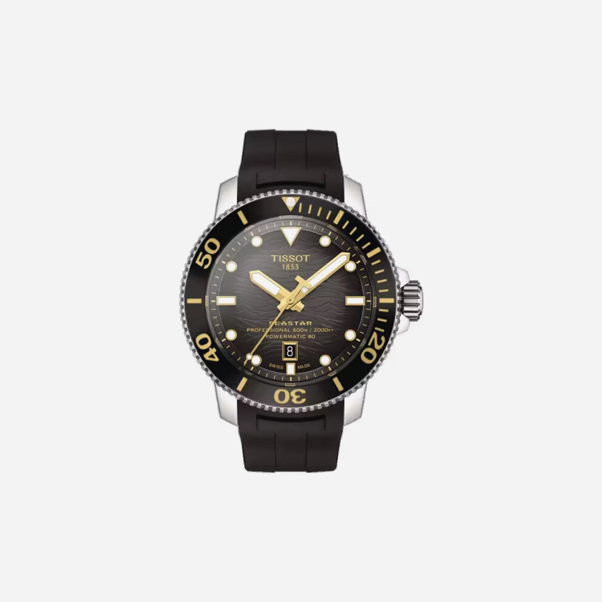 Tissot Seastar 2000 Professional Powermatic 80 Grey Dial Rubber Strap 46mm