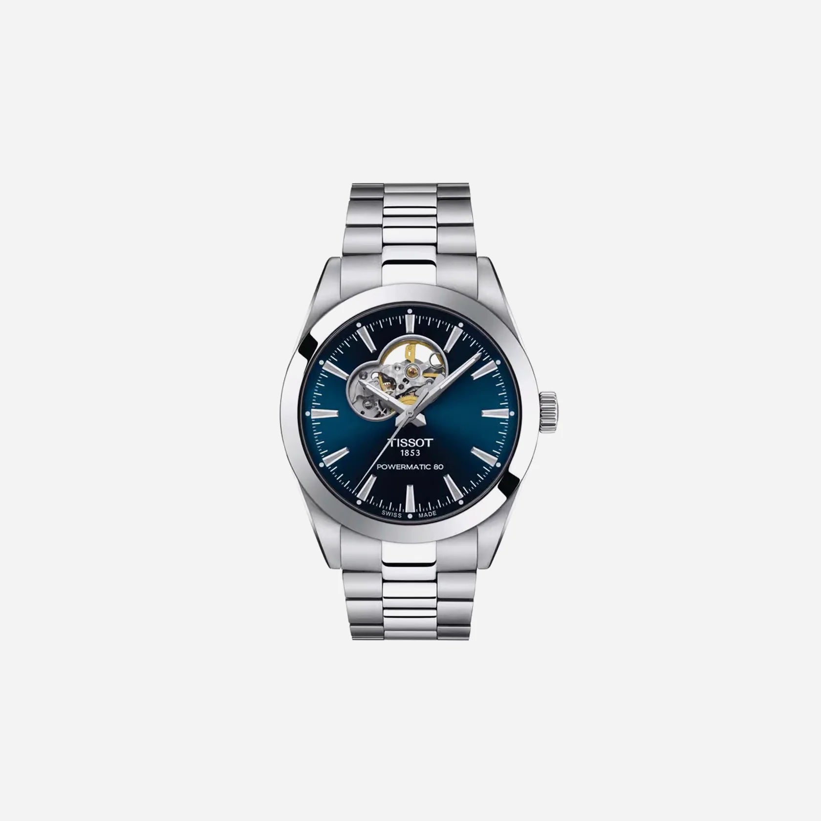 Tissot Gentleman Powermatic 80 Open Heart Blue Dial 40mm Stainless Steel
