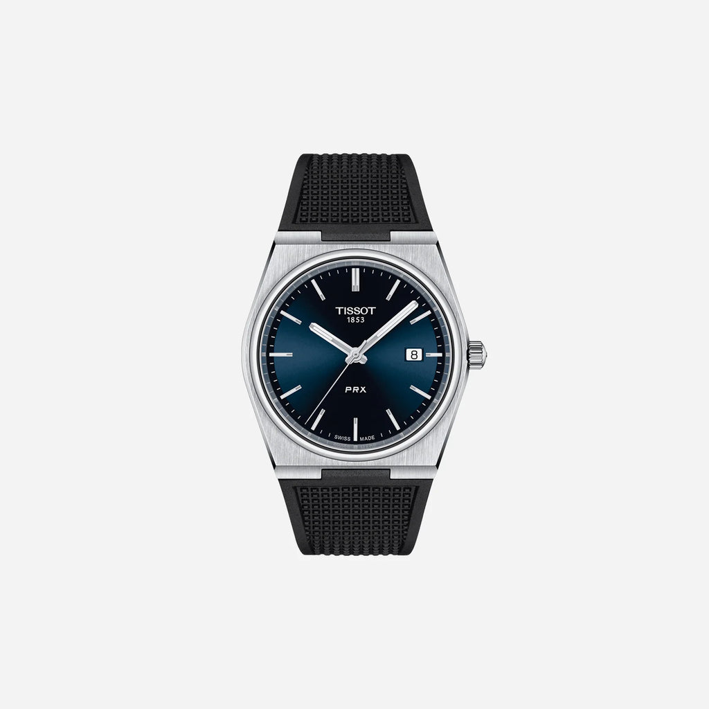 Tissot PRX Blue Dial 40mm Stainless Steel Quartz Watch with Rubber Strap