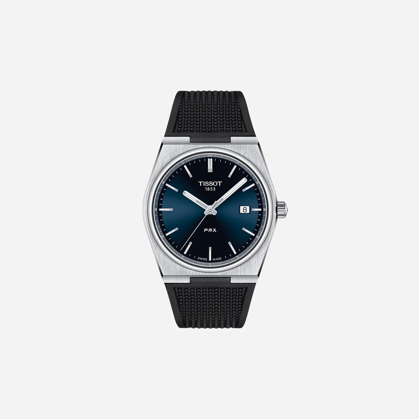 Tissot PRX Blue Dial 40mm Stainless Steel Quartz Watch with Rubber Strap