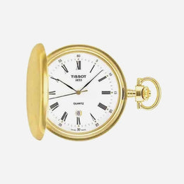 Tissot Savonnette White Dial 48.5mm Yellow Gold PVD Stainless Steel Pocket Watch