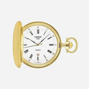 Tissot Savonnette White Dial 48.5mm Yellow Gold PVD Stainless Steel Pocket Watch