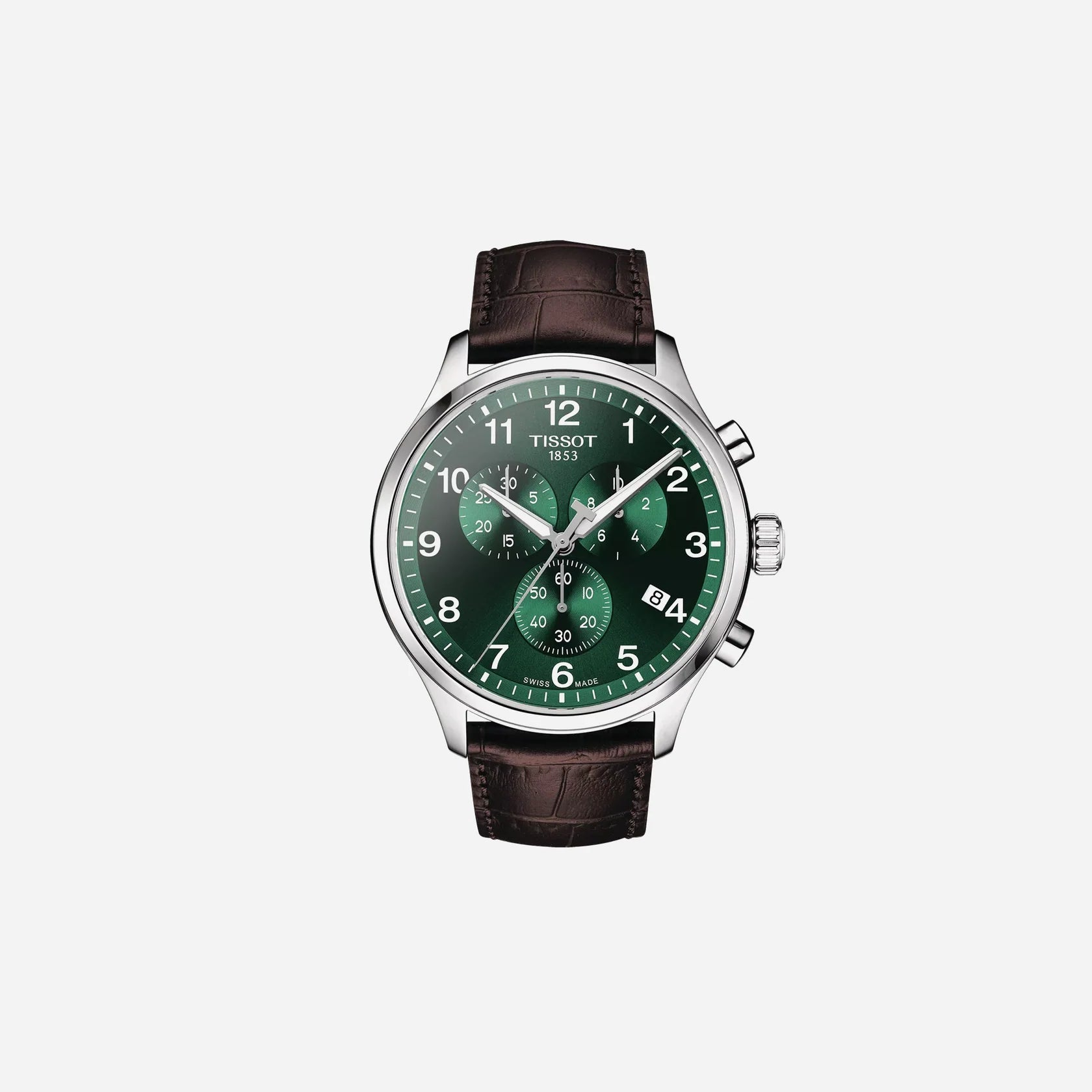 Tissot Chrono XL Classic Green Dial Brown Leather Strap 45mm