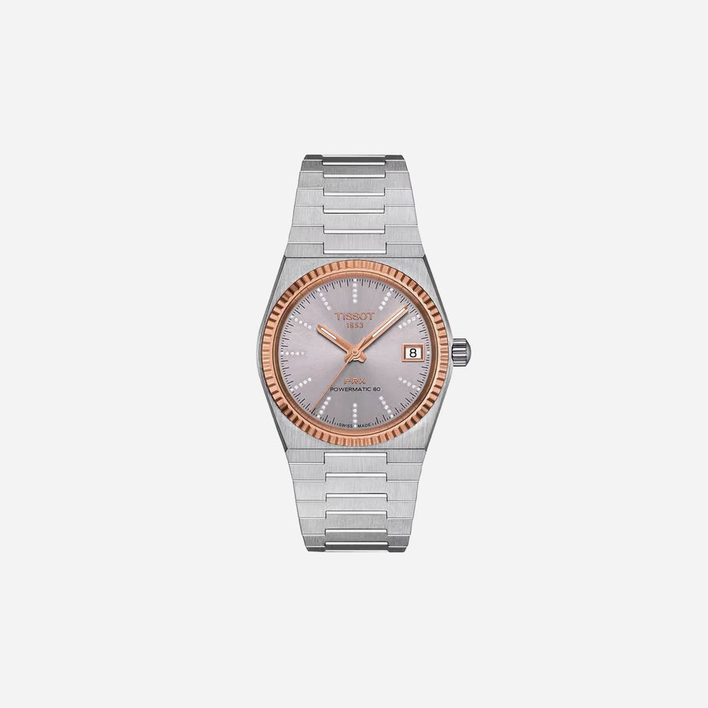 Tissot PRX Powermatic 80 Grey Dial 35mm Stainless Steel Steel & 18K Gold Bezel Automatic Watch