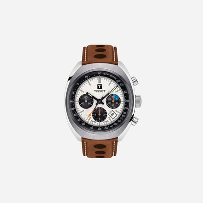 Tissot Heritage 1973 Chronograph Silver Dial 43mm Leather Strap Swiss Automatic