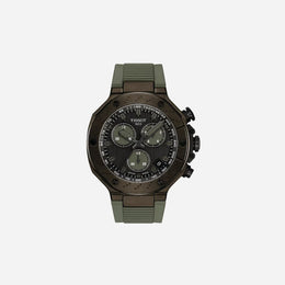Tissot T-Race Dark Grey Dial 45mm Green Silicone Strap Quartz Chronograph Watch