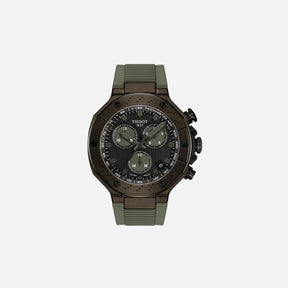Tissot T-Race Dark Grey Dial 45mm Green Silicone Strap Quartz Chronograph Watch