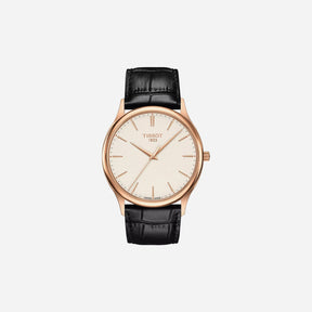 Tissot Excellence Silver Opalin Dial 40mm Black Leather Strap Watch