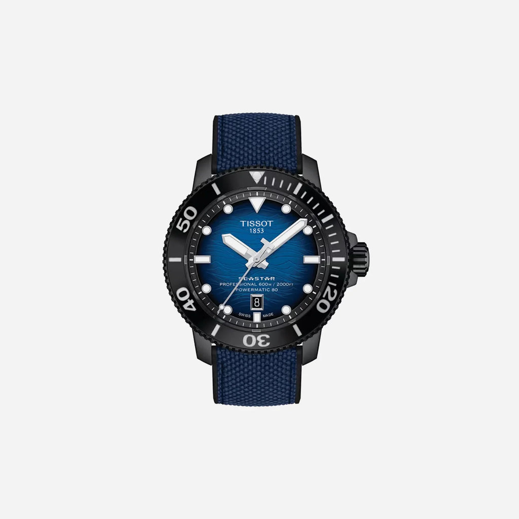 Tissot Seastar 2000 Professional Powermatic 80 Blue Gradient Dial Rubber Strap 46mm