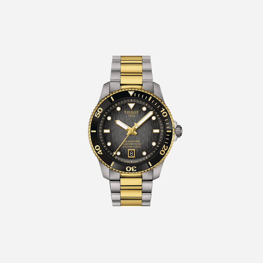 Tissot Seastar 1000 Powermatic 80 Black Dial Two-Tone Yellow Gold 40mm