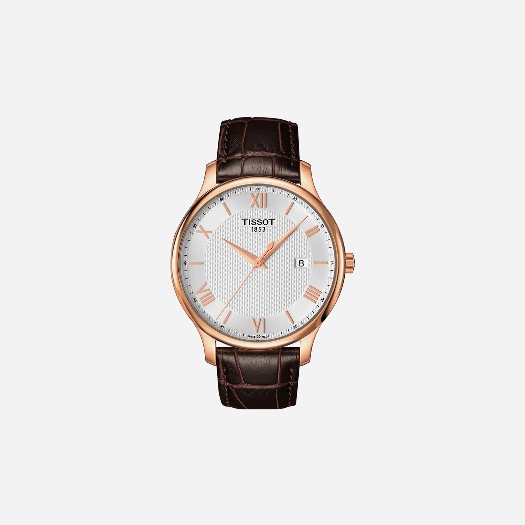 Tissot Tradition White Dial Rose Gold PVD Case 42mm