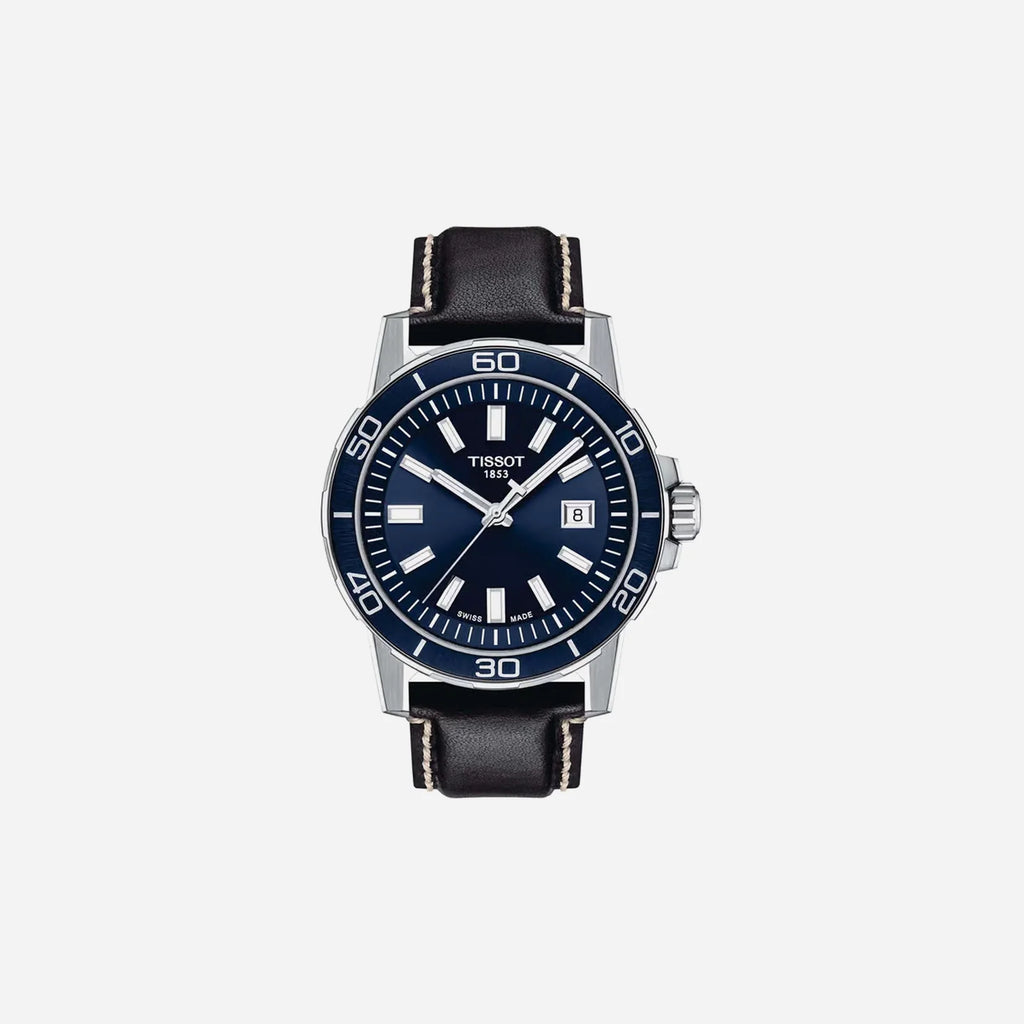 Tissot Supersport Gent Blue Dial Leather Strap 44mm Stainless Steel