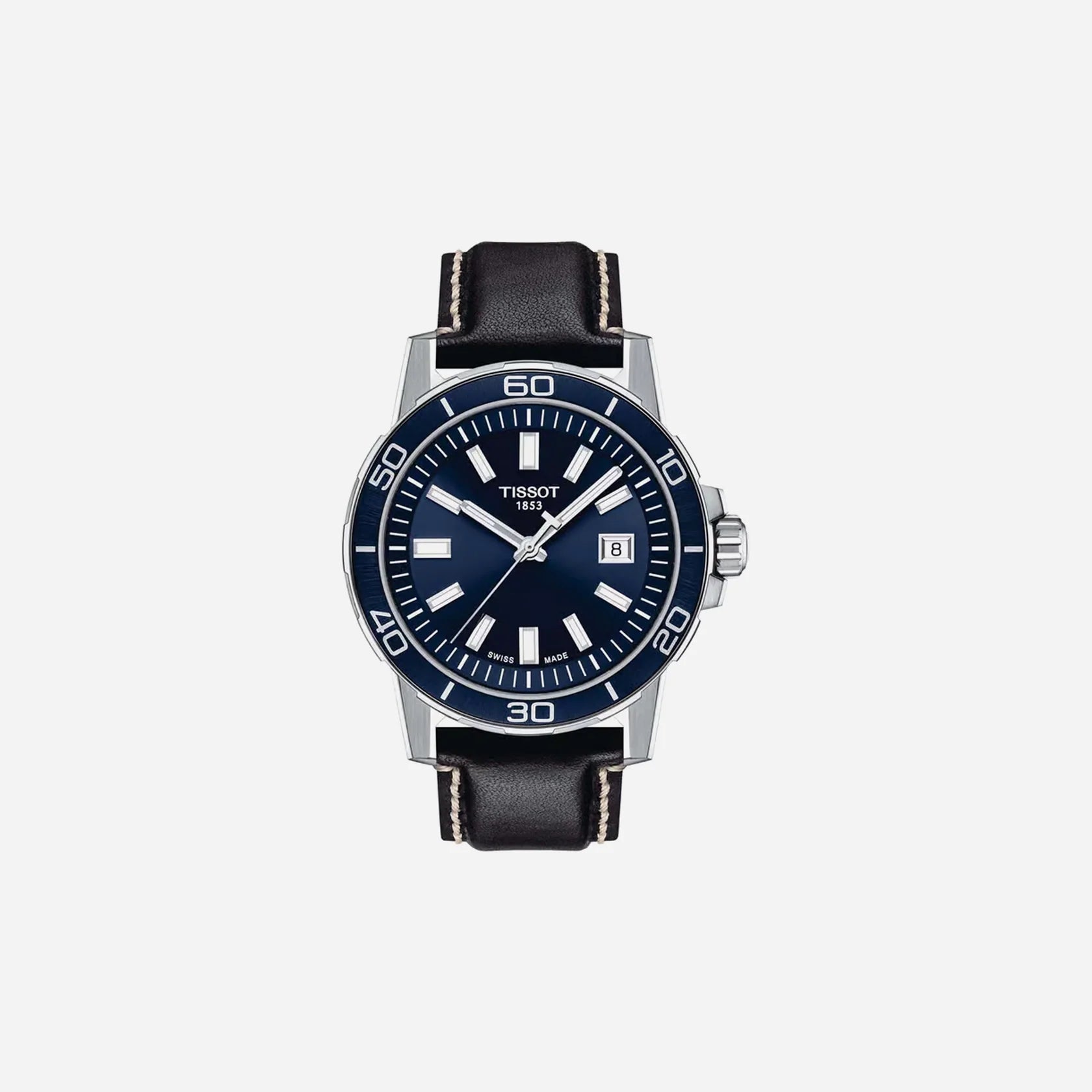 Tissot Supersport Gent Blue Dial Leather Strap 44mm Stainless Steel