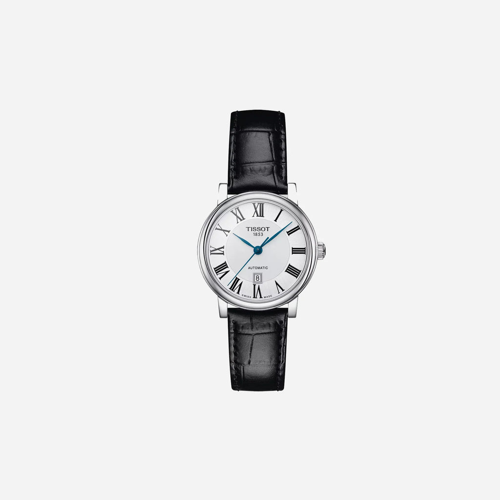Tissot Carson Premium Automatic Lady Silver Dial Black Leather Strap 30mm