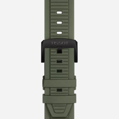 Tissot T-Race Dark Grey Dial 45mm Green Silicone Strap Quartz Chronograph Watch