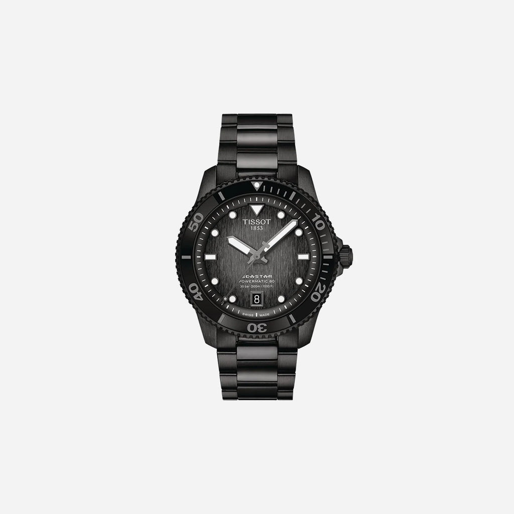 Tissot Seastar 1000 Powermatic 80 Black Dial on Stainless Steel Bracelet 40mm