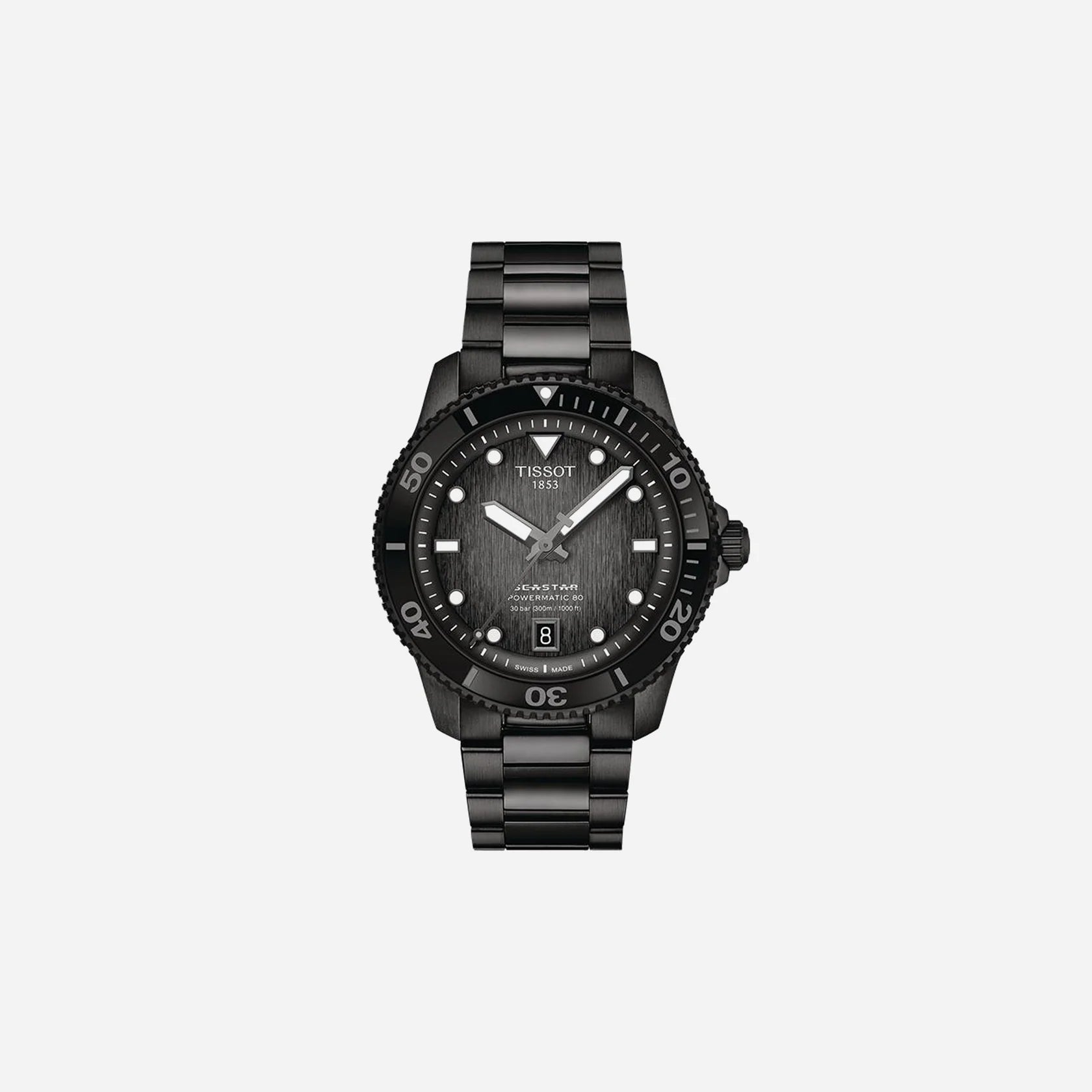 Tissot Seastar 1000 Powermatic 80 Black Dial on Stainless Steel Bracelet 40mm