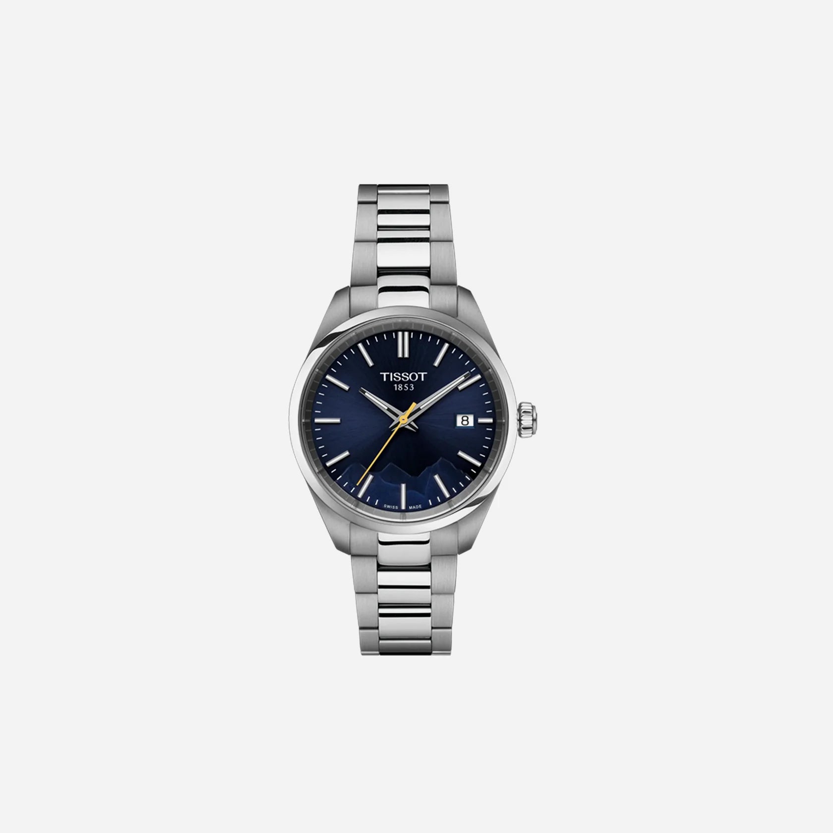 Tissot PR 100 Jungfraubahn Quartz Blue Dial 34mm Grey Stainless Steel Bracelet Watch