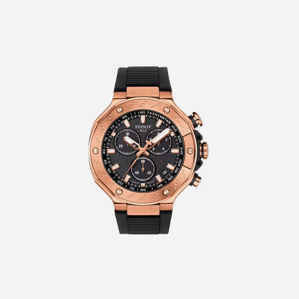 Tissot T-Race Black Dial 45mm Silicone Quartz Chronograph Watch