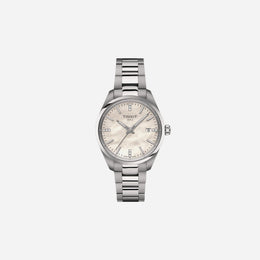 Tissot PR 100 Quartz 34mm White Mother-of-Pearl Dial Grey Stainless Steel Bracelet Watch