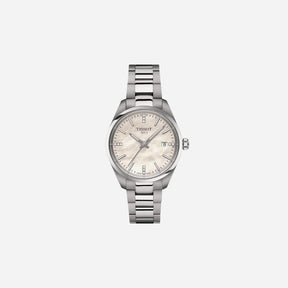 Tissot PR 100 Quartz 34mm White Mother-of-Pearl Dial Grey Stainless Steel Bracelet Watch