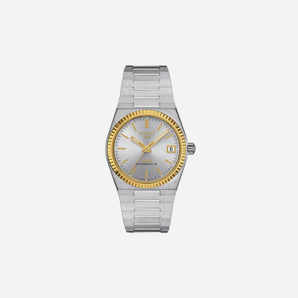Tissot PRX Powermatic 80 35mm Silver Dial Grey Stainless Steel Steel & 18K Gold Bezel Automatic Watch