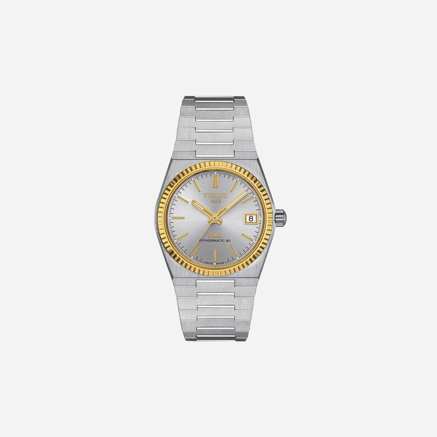 Tissot PRX Powermatic 80 35mm Silver Dial Grey Stainless Steel Steel & 18K Gold Bezel Automatic Watch
