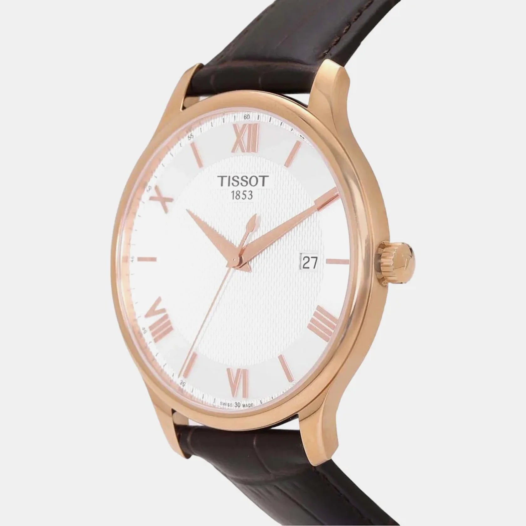 Tissot Tradition White Dial Rose Gold PVD Case 42mm