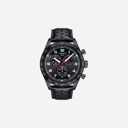 Tissot PRS 516 Chronograph Quartz Black Dial 45mm Leather Strap Watch