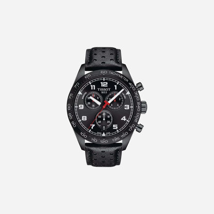 Tissot PRS 516 Chronograph Quartz Black Dial 45mm Leather Strap Watch