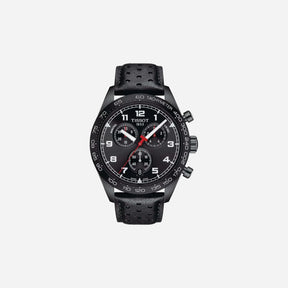 Tissot PRS 516 Chronograph Quartz Black Dial 45mm Leather Strap Watch