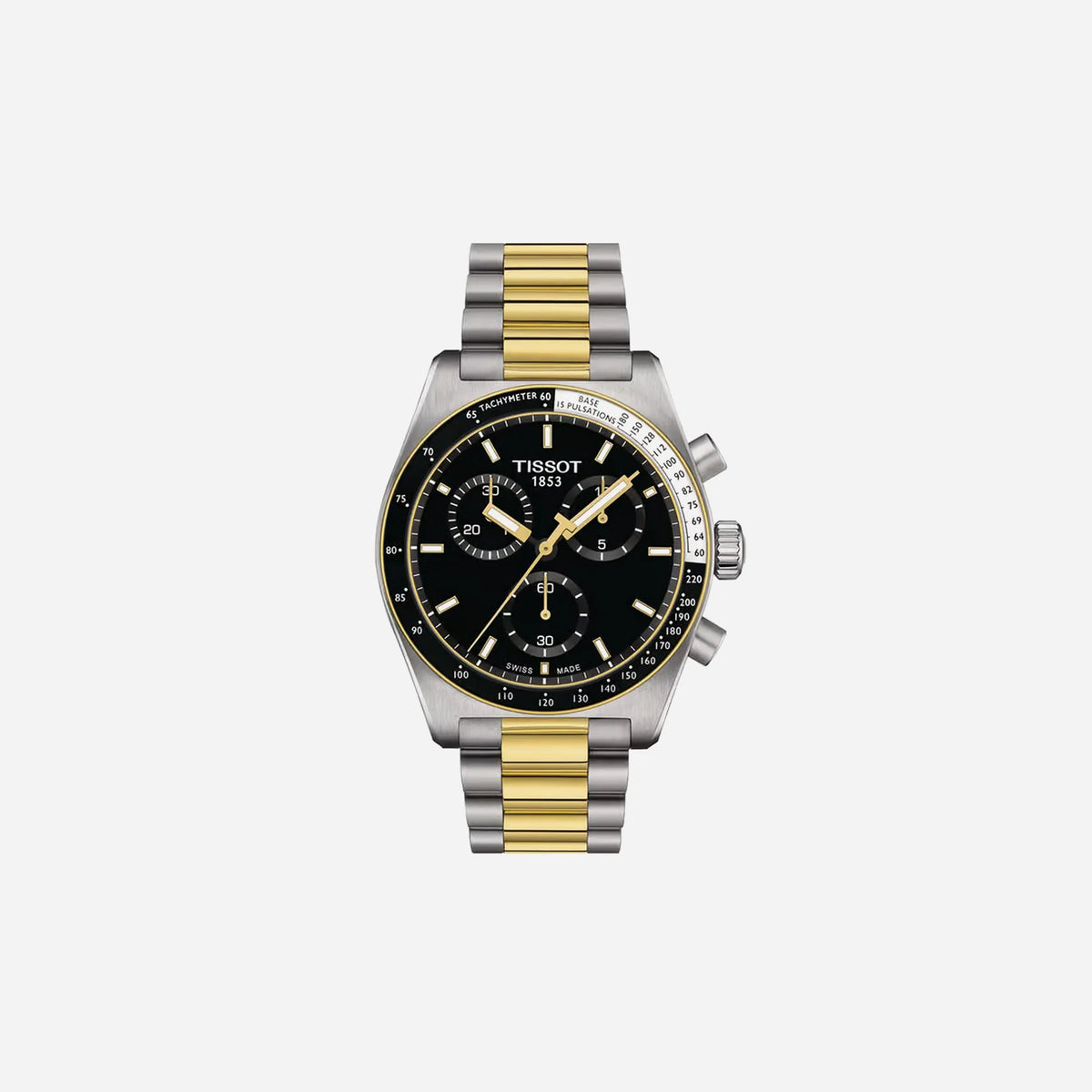 Tissot PR516 Chronograph Black Dial 40mm Grey and Yellow Gold PVD Bracelet Quartz Watch