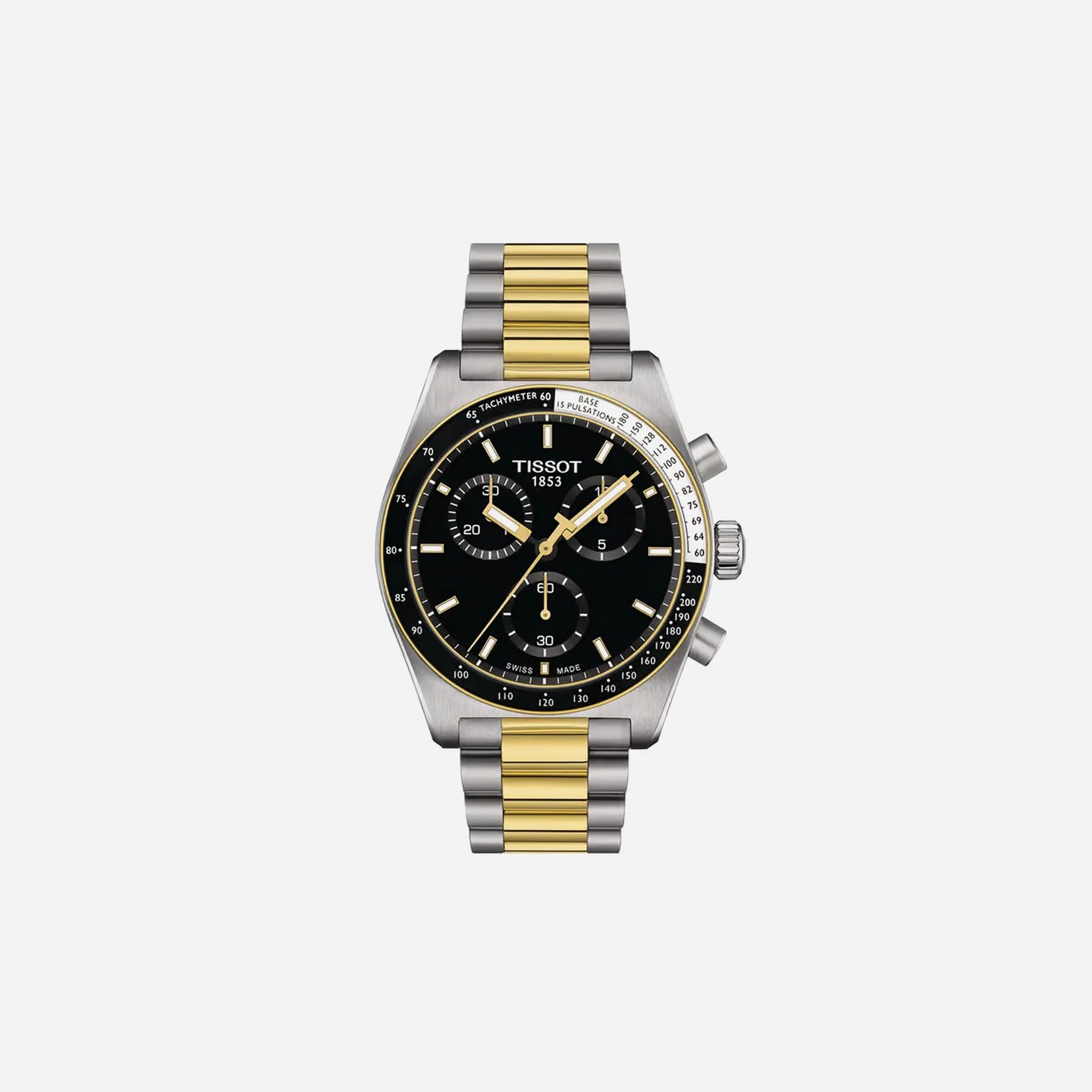 Tissot PR516 Chronograph Black Dial 40mm Grey and Yellow Gold PVD Bracelet Quartz Watch