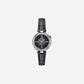 Tissot Desir Graded Silver-Black Dial 28mm Grey Leather Strap Watch
