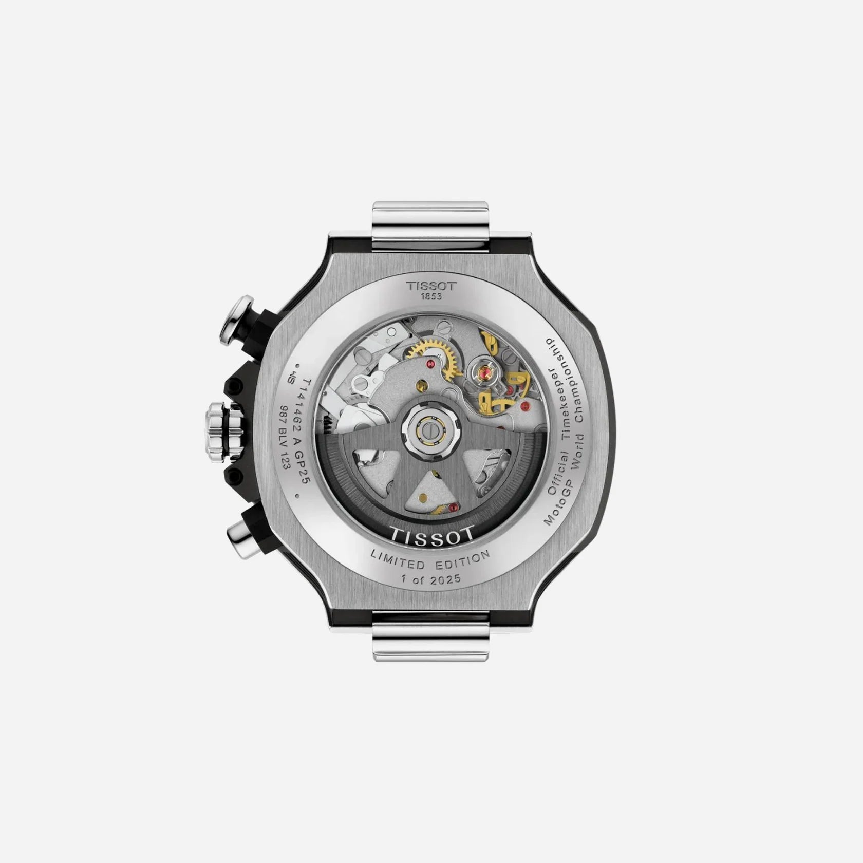 Tissot T-Race MotoGP Black Silicone Strap Transparent Dial 45mm Automatic Chronograph Watch (2025)