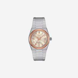 Tissot PRX Powermatic 80 White Mother-of-Pearl Dial Grey 35mm Stainless Steel Steel & 18K Gold Bezel Automatic Watch