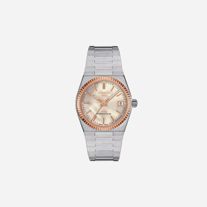 Tissot PRX Powermatic 80 White Mother-of-Pearl Dial Grey 35mm Stainless Steel Steel & 18K Gold Bezel Automatic Watch