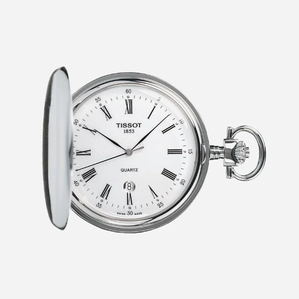 Tissot Savonnette White Dial 48.5mm Stainless Steel Pocket Watch