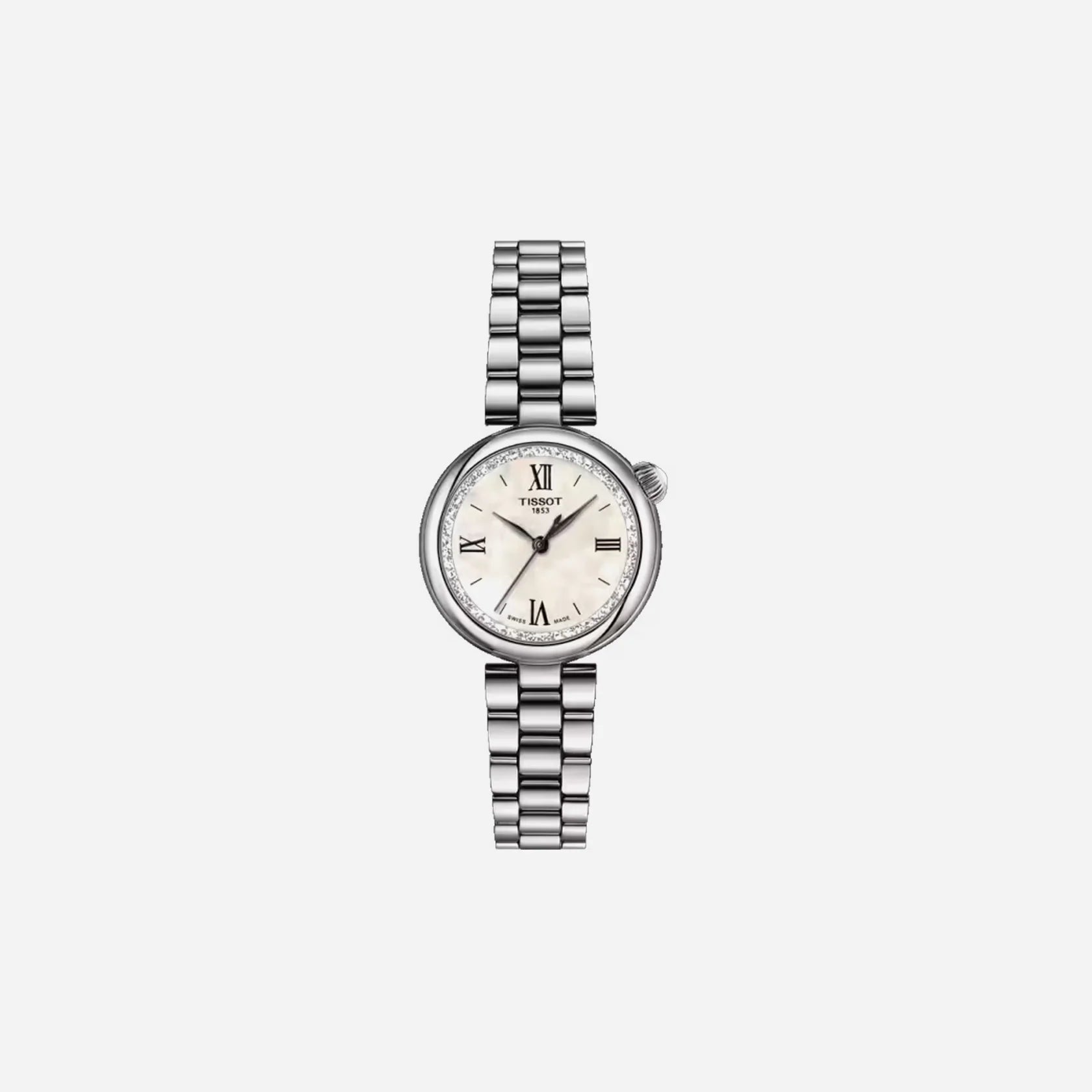 Tissot Desir 28mm White Mother-of-Pearl Dial with Grey Stainless Steel Watch