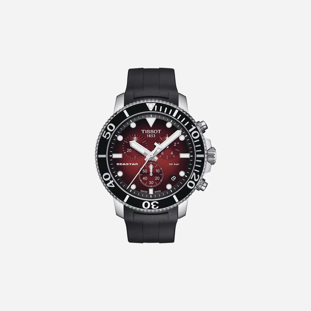 Tissot Seastar 1000 Chronograph Red Gradient Dial Rubber Strap 45.5mm