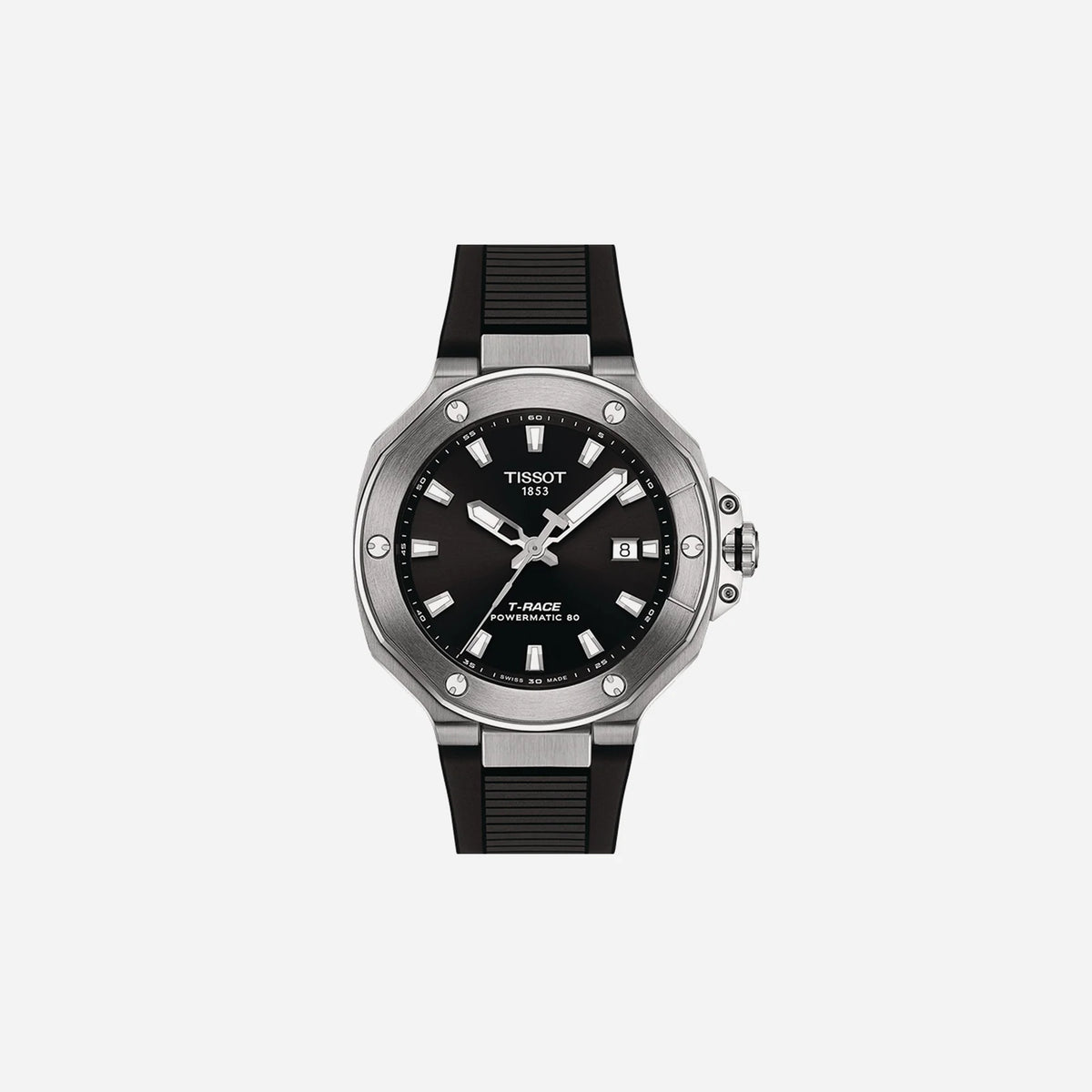 Tissot T-Race Powermatic 80 Black Dial 41mm Black Silicone Strap Automatic Watch