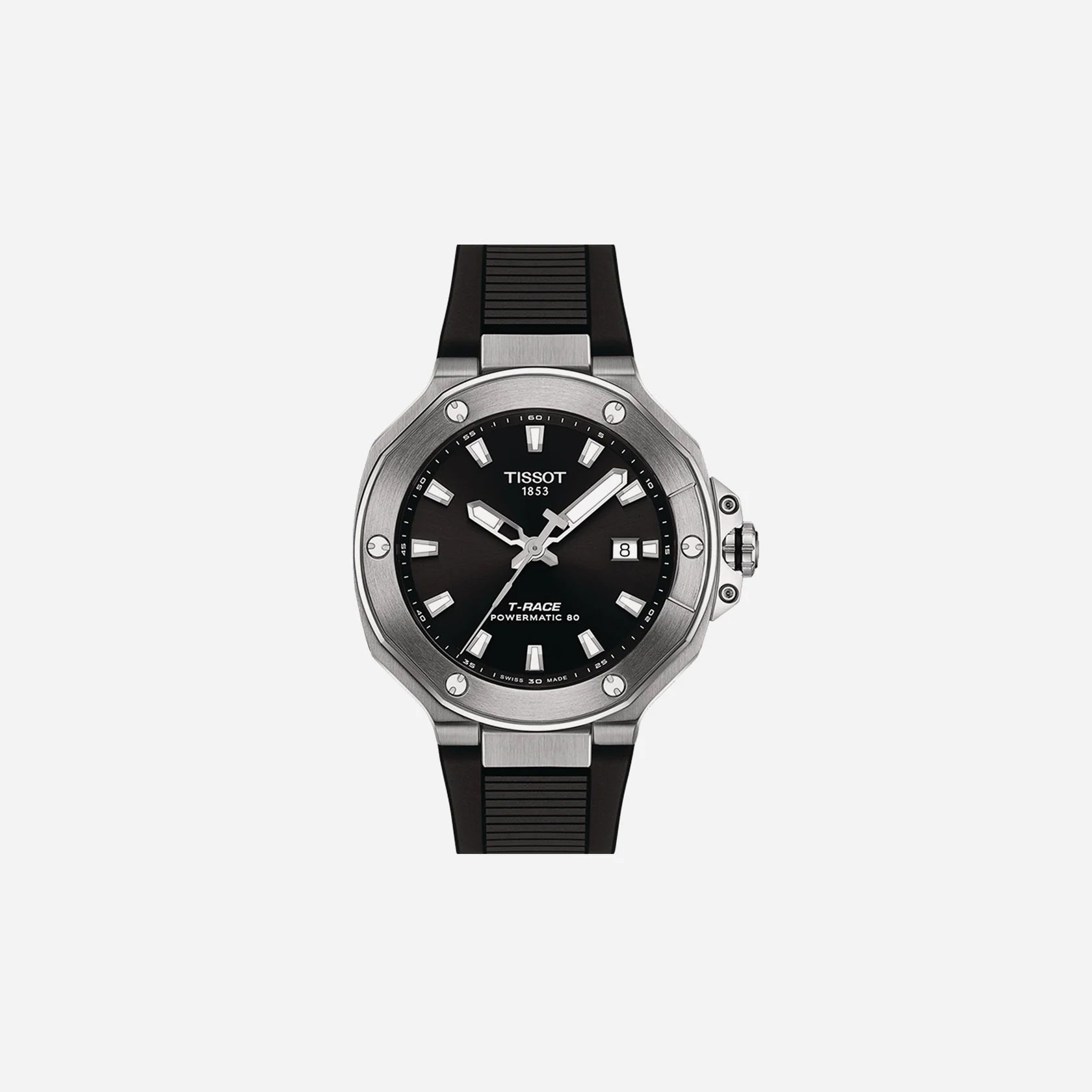 Tissot T-Race Powermatic 80 Black Dial 41mm Black Silicone Strap Automatic Watch