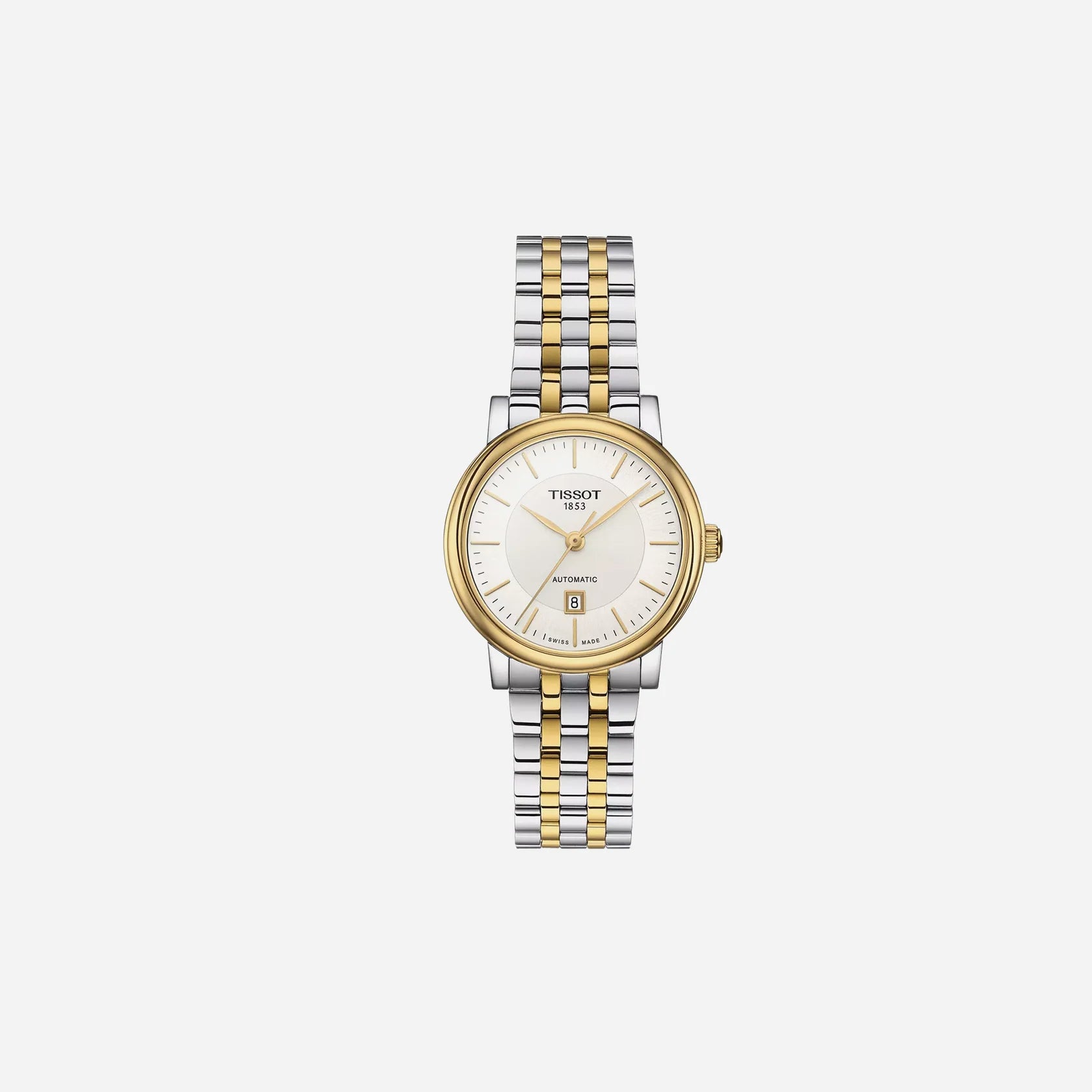 Tissot Carson Premium Automatic Lady Silver Dial Two-Tone Stainless Steel Bracelet 30mm