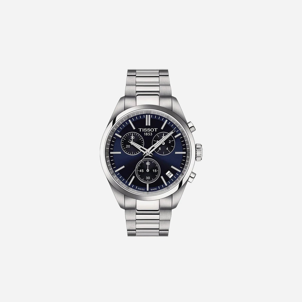 Tissot PR 100 Chronograph Blue Dial Grey Stainless Steel Watch
