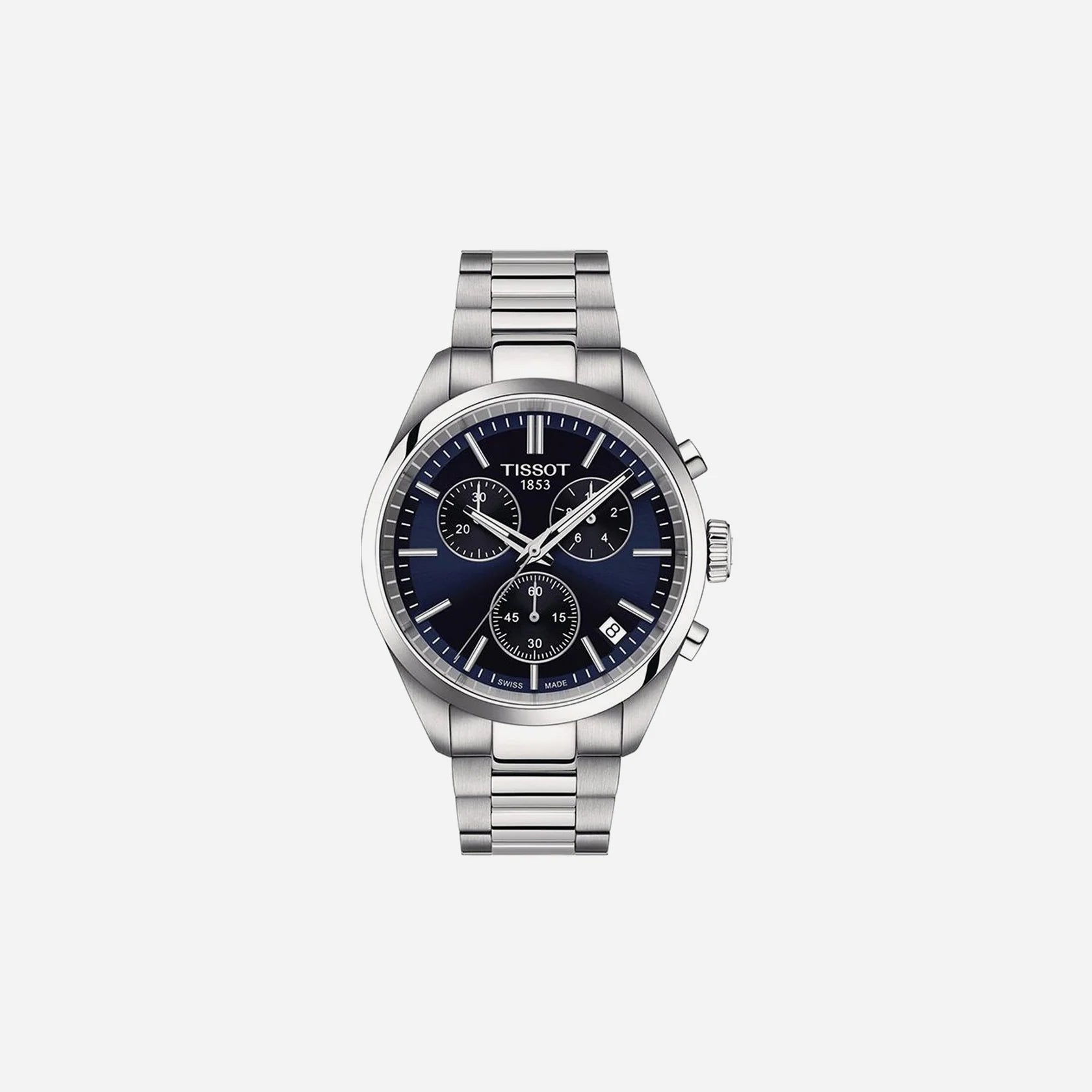 Tissot PR 100 Chronograph Blue Dial Grey Stainless Steel Watch