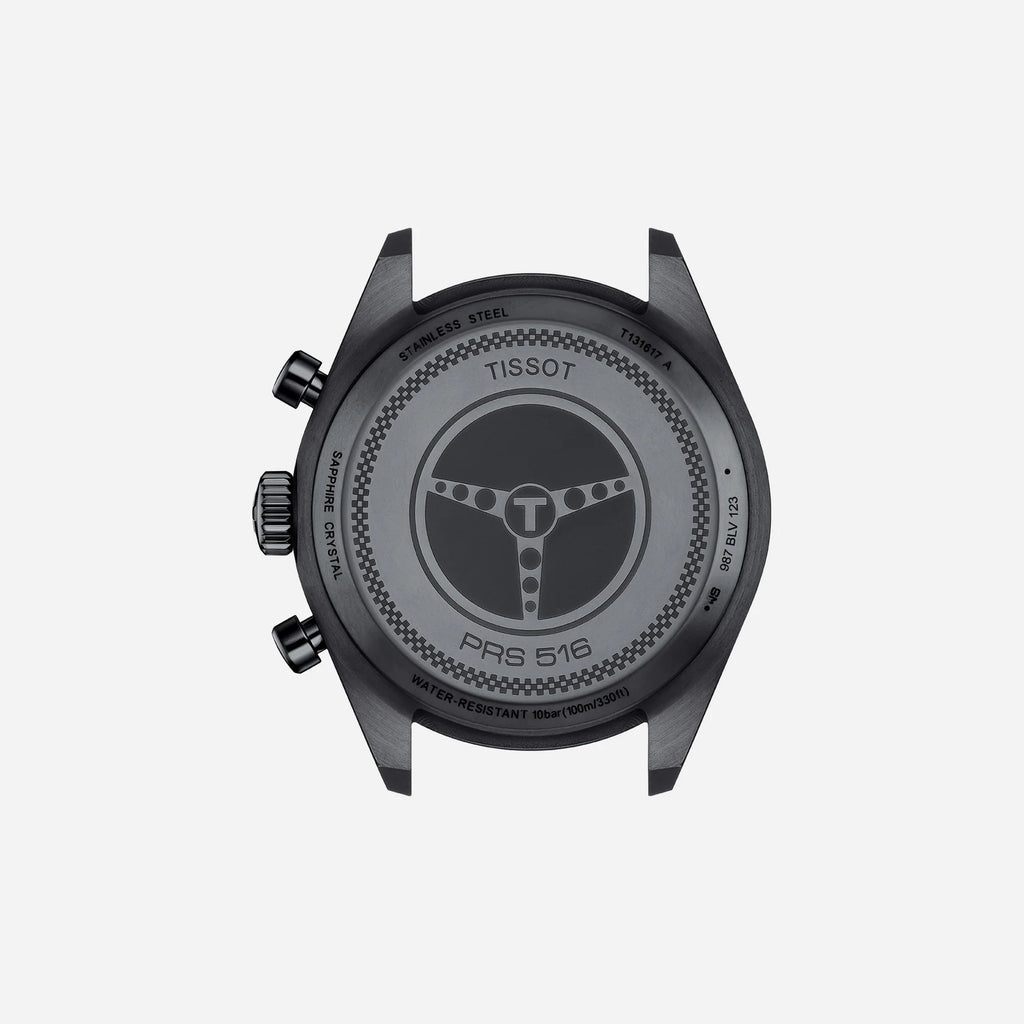 Tissot PRS 516 Chronograph Quartz Black Dial 45mm Leather Strap Watch