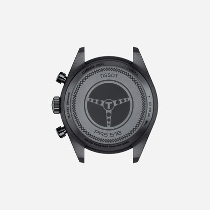 Tissot PRS 516 Chronograph Quartz Black Dial 45mm Leather Strap Watch