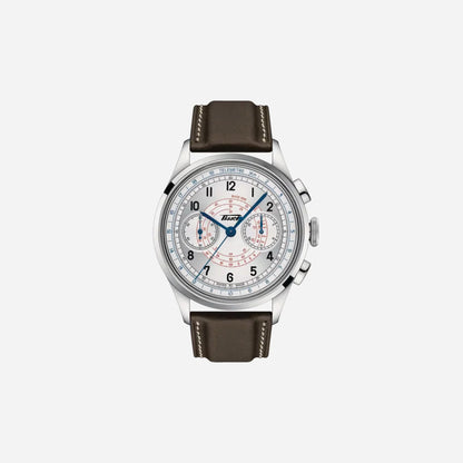 Tissot Telemeter 1938 Silver Dial 42mm Brown Leather Strap Automatic Chronograph Watch