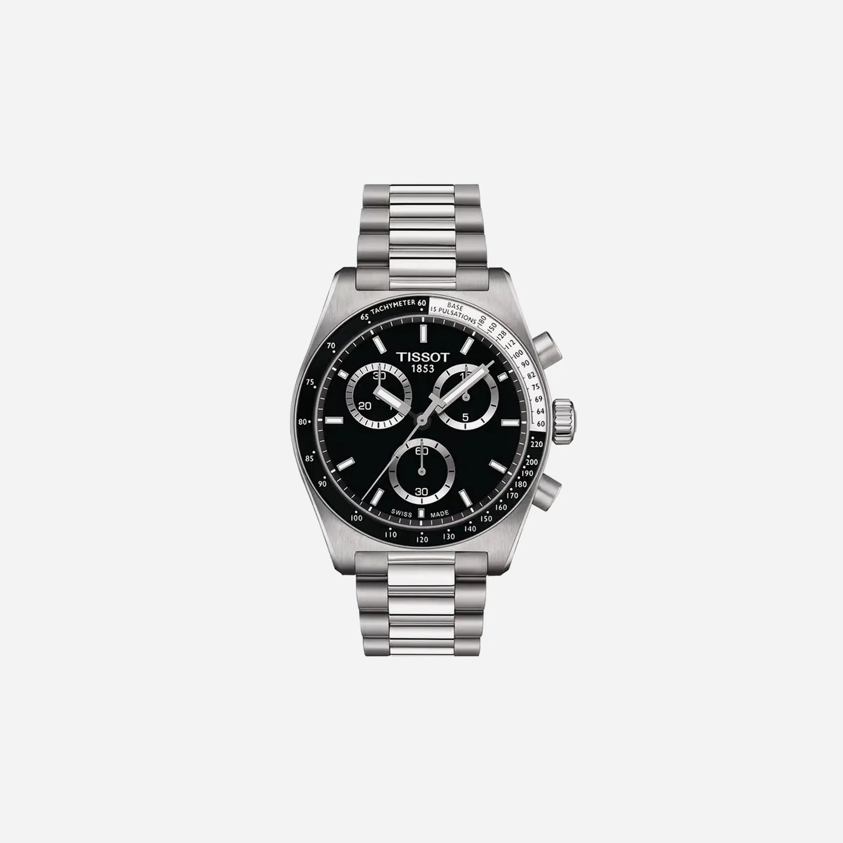 Tissot PR516 Chronograph Black Dial 40mm Stainless Steel Bracelet Quartz Watch